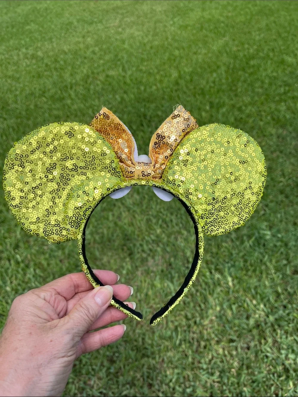Disney Encanto Inspired Green Gold Sequin Mouse Ears Headband | Butterfly